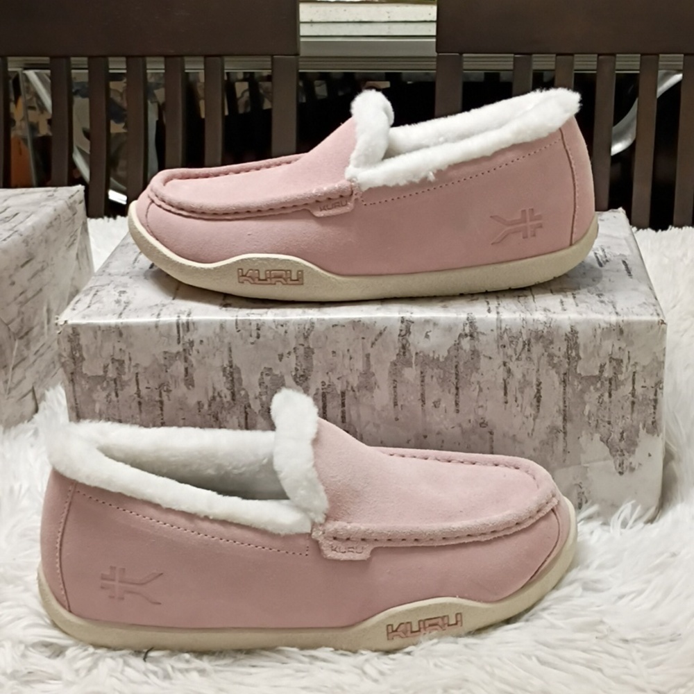 KURU Loft Women's Leather Slipper Pink/White Plantar Fascitis SZ 9.5